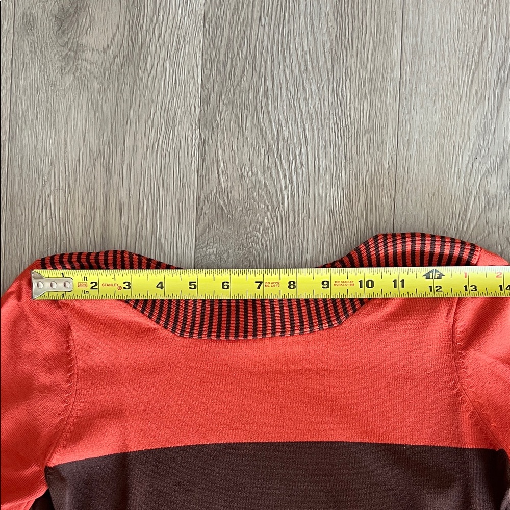 Notations Women's Coral and Chocolate Brown Long 3/4 Sleeve Top - Picture 13 of 15